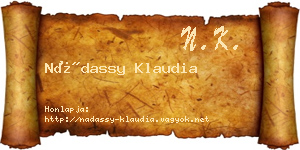 Nádassy Klaudia névjegykártya